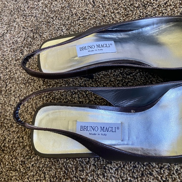 Vintage Bruno Magli Square Toe Slingback Heels Size 9 Brown/Black - Picture 9 of 9